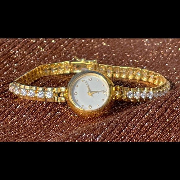 Hmi Women's Gold Stone Studded Formal Dress Watch 1950's
